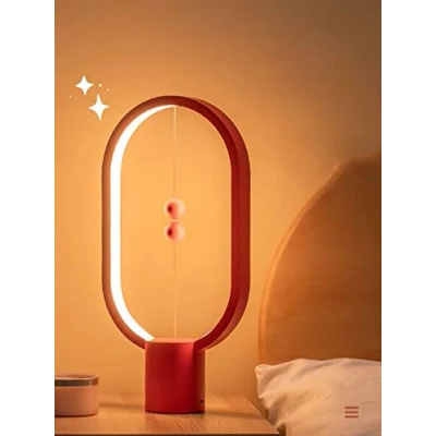 Image of Heng Balance Lamp,Creative Smart Magnetic Switch LED Table Lamp,USB Powered Lamp Desk for Home,Office (Red)