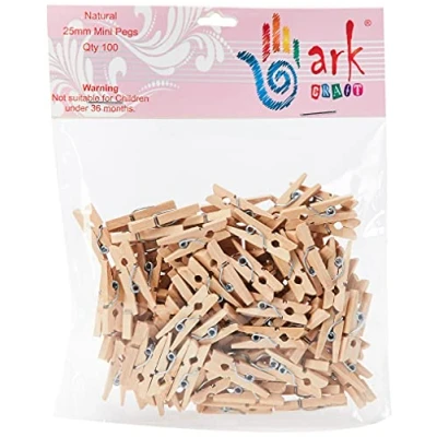 Image of 100 Mini Wooden pegs (Natural) by Ark Craft