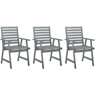 Image of vidaXL Outdoor Dining Chairs 3 pcs Grey Solid Acacia Wood