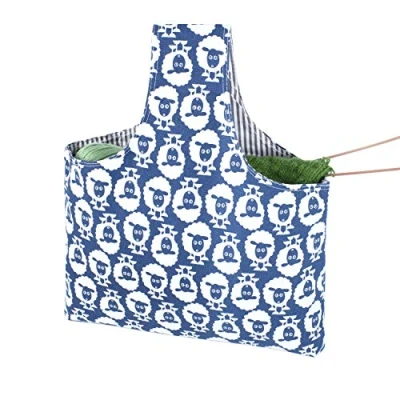 Image of Teamoy Knitting Tote Bag, Travel Project Wrist Bag for Needles(up to 14 Inches), Yarn and Crochet Supplies, Multipurpose, Perfect Size on The Go (Large, Sheep)