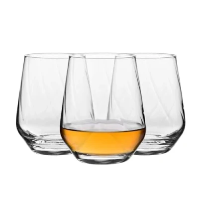Image of Krosno Drinking Glasses, Splendour Lumi Collection, Set of 3, 13.5 oz (400 ml), Premium Glassware, Ideal for Water, Juice, Cocktails, Elegant Design, Dishwasher Safe, Made in Europe