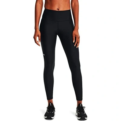 Image of Under Armour Women&#039;s HeatGear High No Slip Waistband Pocketed Leggings, Black (001)/White, M