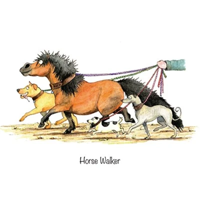 Image of &quot;Horse Walker&quot; Funny Horse and Pony Greeting Card by Alex Underdown