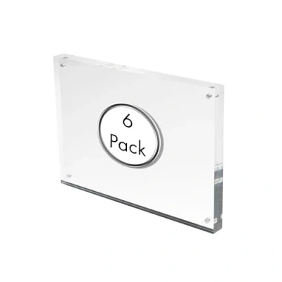Image of Deflecto 15mm A6 Magnetic Double Sided Acrylic Display Block Photo Frame, Clear, Transparent, Picture Display, Homemare (150 x 105 15mm) Multi pack purchase of 6