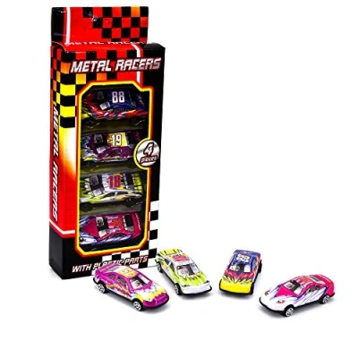 Image of KandyToys Kids Die Cast Metal Toy Cars 4 Piece Racing Convertible Car Pack
