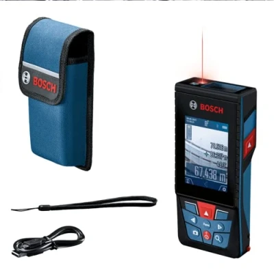 Image of Bosch Professional Laser Measure GLM 150 27 C (Integrated Camera, Integrated 3,6 V Battery, Range: up to 150m, Robust, IP54, ± 1.5 mm*, Hand Strap, Pouch)