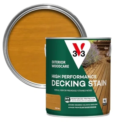 Image of V33 High Performance Decking Stain Light Oak 2.5L Biosourced Formula Anti Slip Quick Dry UV Resistant Hard Wearing Long Lasting Weather Protection
