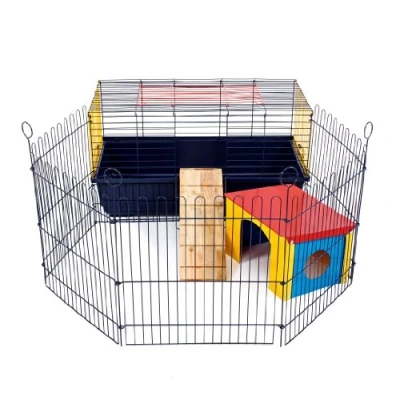 Image of LITTLE FRIENDS Indoor Rabbit : Ideal for Rabbits &amp; Guinea Pigs,Black, 80 Cage