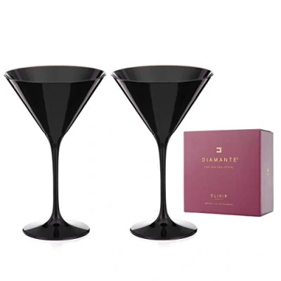 Image of DIAMANTE Black Crystal Glasses &#039;Ghost Black’ Collection (Martini Glasses)