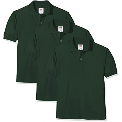 Image of FRUIT OF THE LOOM Unisex Baby Short Sleeve Polo Shirt, Bottle Green, 12 13 Years UK