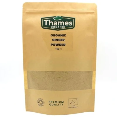 Image of Organic Ginger Powder 1kg No Additives or Preservatives Raw, Vegan, GMO Free, Certified Flavorful, Aromatic Spice for Cooking, Baking, and Tea Thames