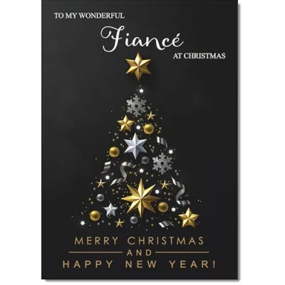 Image of doodlecards Fiance Christmas Card Black Abstract Tree Large A4 Size for with Plain Envelope