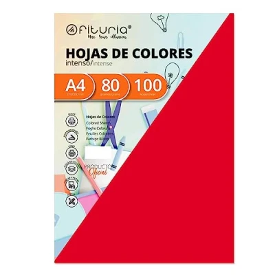 Image of Pack of 100 Cartulinas Colour Rojo Tamaño A4 180 g