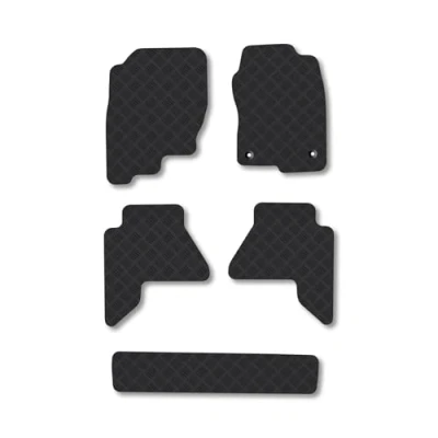 Image of Rubber Car Mats Compatible with Nissan Pathfinder (2010 2014) Tailored Fit Floor Set Accessory Black Custom 4 Pieces Clips Anti Slip Backing, Heavy Duty &amp; Waterproof