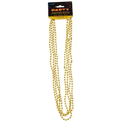 Image of Elegant Gold Metallic Bead Necklaces (81cm) Pack of 4 Stylish Party Accessory for Festive Occasions and Celebrations