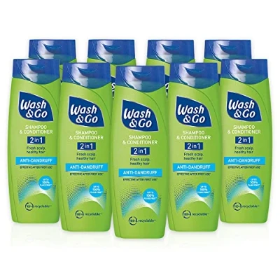Image of Wash &amp; Go 2 in 1 Anti Dandruff Shampoo and Conditioner X 9 bottles