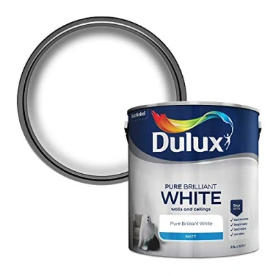 Image of Dulux Matt Emulsion Paint For Walls And Ceilings Pure Brilliant White 2. 5 Litres