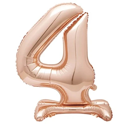 Image of Unique 59594 Giant Standing Foil Number 4 Balloon 76 cm Rose Gold