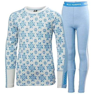 Image of Helly Hansen Junior Unisex Jr Graphic LIFA Merino Set, Bright Blue, 10