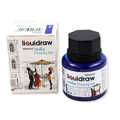 Image of Liquidraw Coloured Drawing Ink India Ink, Waterproof 20 Assorted Colours, 35ml Indian Inks for Artists (Blue)