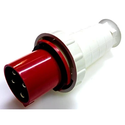 Image of 63 amp 5 pin Trailing Plug 380V 415V IP67 3P+N+E Waterproof red Triple Phase Connector 63A