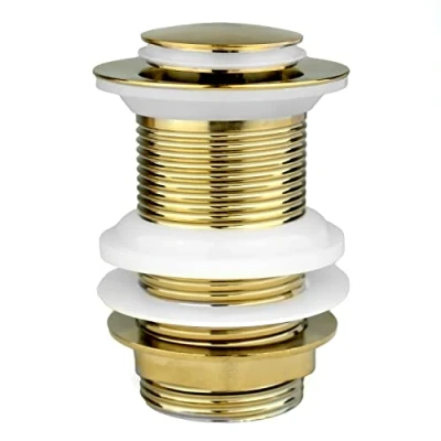 Image of Xcel Home Unslotted Gold Click Clack Basin Waste Quality Brass Pop Up Bathroom Sink Plug Standard G 1 1/4&quot; BSP Connection pc