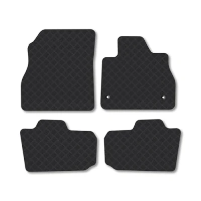 Image of Rubber Car Mats Compatible with Nissan Leaf (2010 2018) Tailored Fit Floor Set Accessory Black Custom 4 Pieces Clips Anti Slip Backing, Heavy Duty &amp; Waterproof
