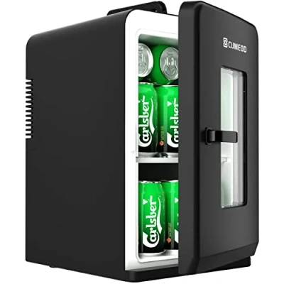 Image of Mini Fridge 15 Liter/21 Cans, Upgrade Portable AC+DC Power Small for Bedroom, Car, Office, Thermoelectric Cooler and Warmer Skincare Food, Drinks, Cosmetics, Max &amp; ECO Mode