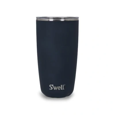 Image of S&#039;well Tumbler with Lid, 530ml, Azurite, Vacuum Insulated Travel Cup Pop On for Hot and Cold Beverages, the Go up to 12h Cold/4h