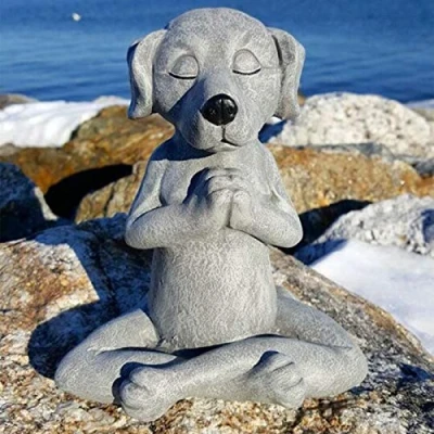 Image of Meditating Dog Buddha Garden Ornament, Yoga Statue Decoration, Zen Figurine Animal Sculpture Outdoor Decor for Home, Garden, Patio, Deck, Porch Yard Art Decoration (Dog)