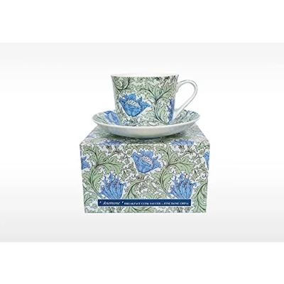 Image of heritage BONE CHINA BREAKFAST CUP/SAUCER WILLIAM MORRIS ANENOME GIFT BOXED POSTAGE FREE UK