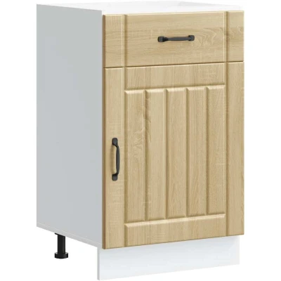 Image of vidaXL Lucca Kitchen Base Cabinet Sonoma Oak Engineered Wood Adjustable Feet Space Saving Storage Modern Design 30x46x81.5 cm