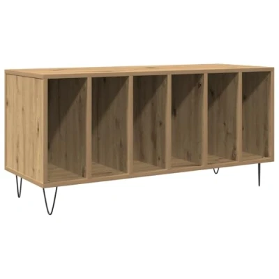 Image of vidaXL Modern Record Cabinet Brown Wood Media Storage with Shelves Living Room/Study Furniture