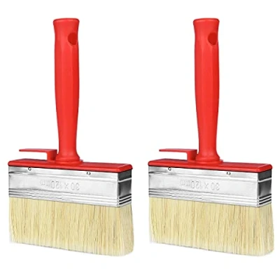 Image of Drado 2 Pack Decking Paint Brush Set, Shed, Fence Brushes, &amp; Timber Block Brush, for Wood Gloss Wall Furniture Painting (30x120mm)