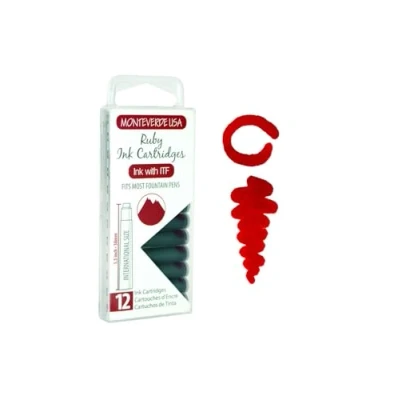 Image of Monteverde G305RU 12 Standard Ink Cartridges Ruby