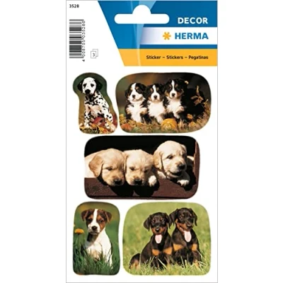 Image of HERMA 3528 Animal Stickers, Puppy Photos (15 Paper, Matte) Self Adhesive, Permanent Adhesive Motif Labels for Girls and Boys, Colourful