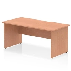 Image of Impulse 1600 x 800mm Scalloped Edge Straight Office Desk Beech Top Panel End Leg