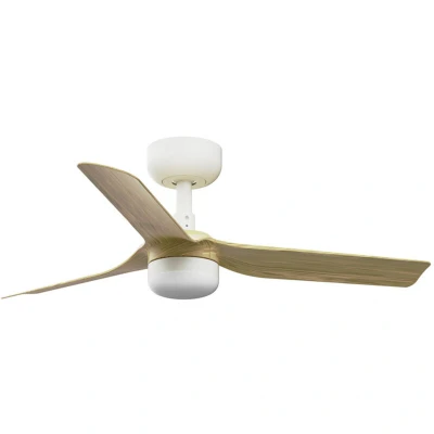 Image of Mini Punt Small Led White, Light Wood DC Ceiling Fan 6 Speed
