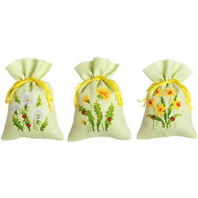 Image of Vervaco Counted Cross Stitch: Pot Pourri Bag: Dandelions (Set of 3), NA, 8 x 12cm