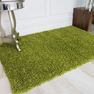 Image of Fern Light Green Olive Fluffy Shaggy Carpet Floor Rug Super Soft Touch Luxury Non Shedding Modern Lounge Living Room Bedroom Hallway Area Rugs 160cm x 220cm