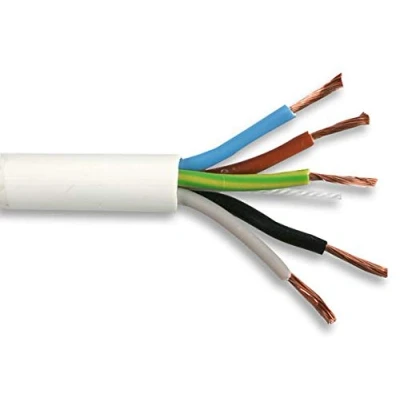 Image of 0.75mm 5 Core Round Mains Cable 6A White 3185Y 50m Reel