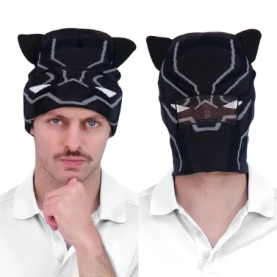 Image of Concept One Marvel Black Panther Roll Down Cuff Beanie Hat, Black, Size, Size