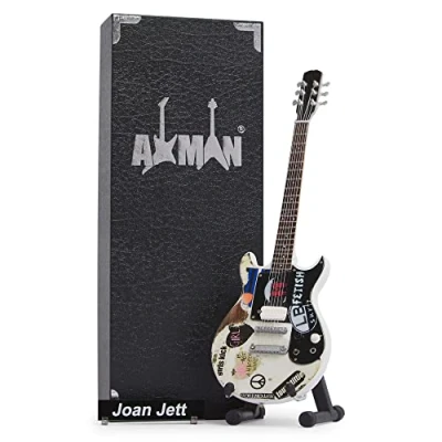 Image of Axman Joan Jett Miniature Guitar Replica Music Gifts Handmade Ornamental 1/4 Scale Includes a Display Box, Name Tag and Stand