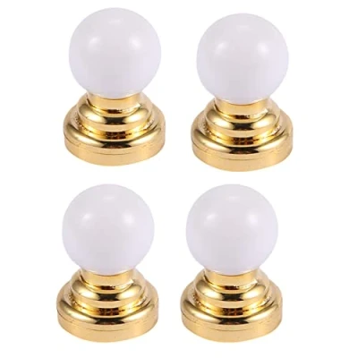 Image of Fegtrtyoa 4X 1:12 Dolls House Miniature Globe White Ceiling LED Light Lighting Lamp with Battery