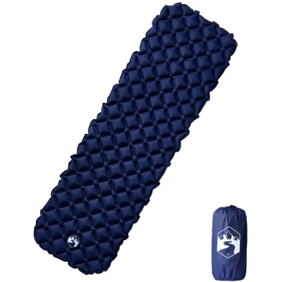 Image of vidaXL Inflating Camping Mattress 1 Person Navy Blue 190x58x6 cm