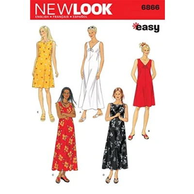Image of New Look Sewing Pattern 6866: Misses Dresses, Size A, Paper, White, A (S M L XL)