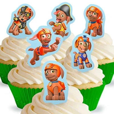 Image of 12 x PRE CUT Paw Patrol Zuma Stand Up Edible Cake Toppers