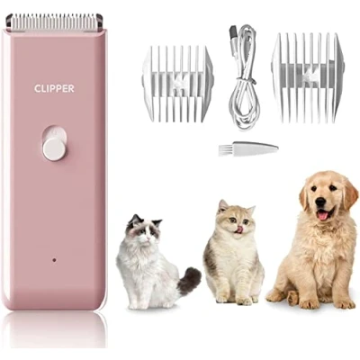 Image of Dog Clippers Pet Grooming Kit Low Noise Cat Shaver Portable Electric USB Rechargeable Cordless Trimmer for Dogs,Cats and Other Pets, Pink