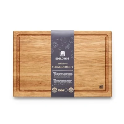 Image of Edeldings Oak &amp; Ash Wood Striped Chopping Board, 30 cm, Handmade, Reversible, Unique Design
