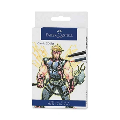Image of Faber Castell Creative Studio Comic Illustration 3D Set, Multicoloured, 11 Pieces, For Art, Craft, Drawing, Sketching, Home, School, University, Colouring
